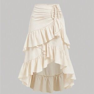 Elegant Cream Ruffle Skirt